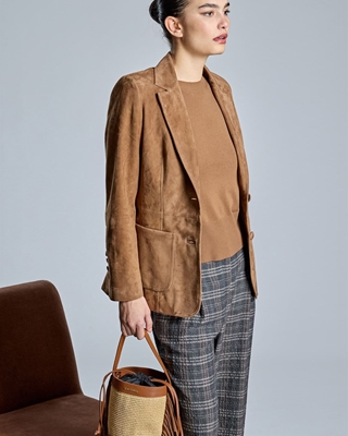 ALBA CONDE Blazer de Ante Camel - Imagen 1