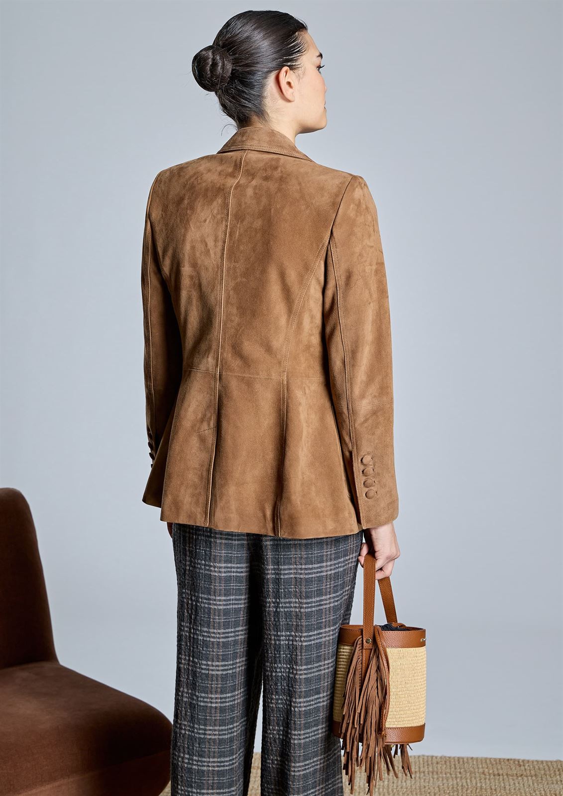 ALBA CONDE Blazer de Ante Camel - Imagen 4