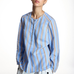 ALBA CONDE Blusa Azul de Rayas - Imagen 1