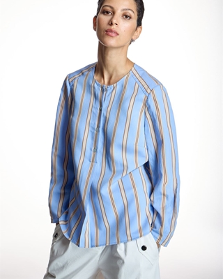 ALBA CONDE Blusa Azul de Rayas - Imagen 1