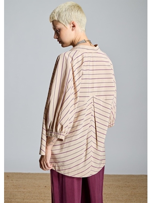 ALBA CONDE Blusa Beige de Rayas - Imagen 1