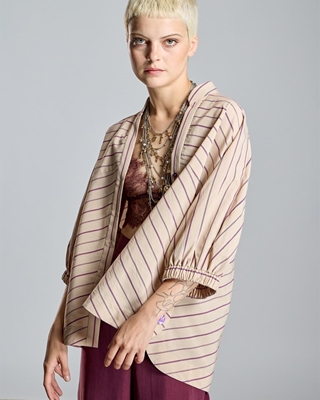 ALBA CONDE Blusa Beige de Rayas - Imagen 2