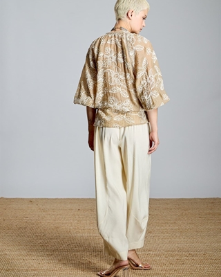 ALBA CONDE Blusa Camel Bordada - Imagen 2