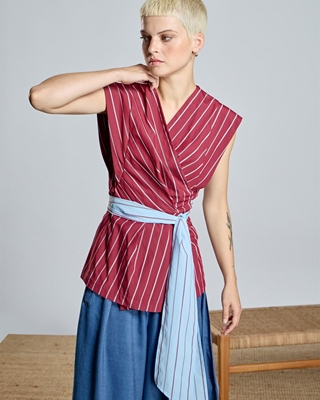 ALBA CONDE Blusa Cruzada de Rayas - Imagen 2