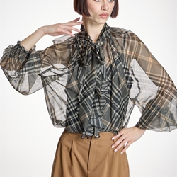 ALBA CONDE Blusa de Gasa de Cuadros - Imagen 1