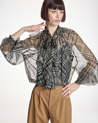 ALBA CONDE Blusa de Gasa de Cuadros - Imagen 1