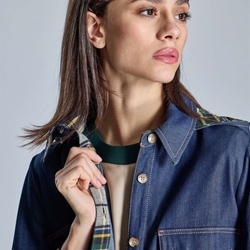 ALBA CONDE Blusa Denim Combinada Cuadros - Imagen 1