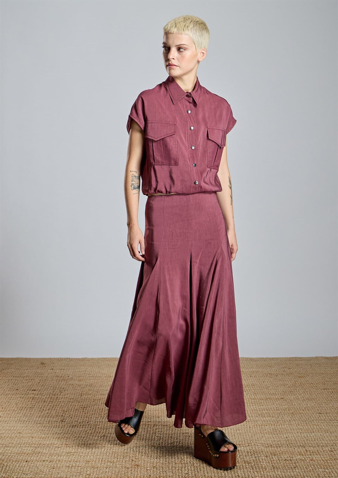 ALBA CONDE Blusa Fluída Granate - Imagen 1