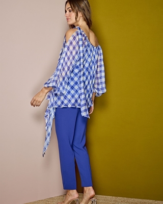 ALBA CONDE Blusa Gasa Cuadros Azules - Imagen 2