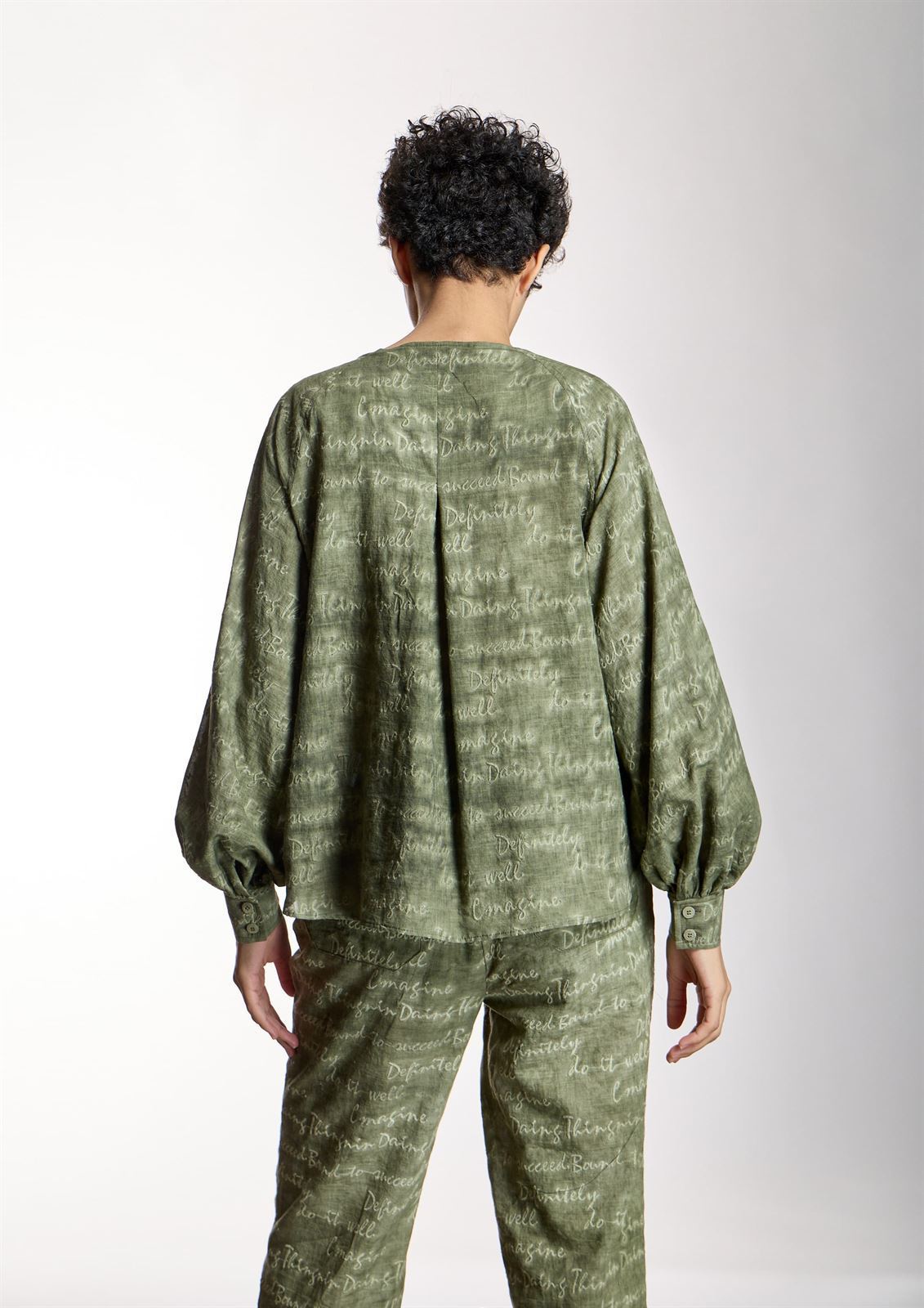 ALBA CONDE Blusa Kaki Bordada - Imagen 3