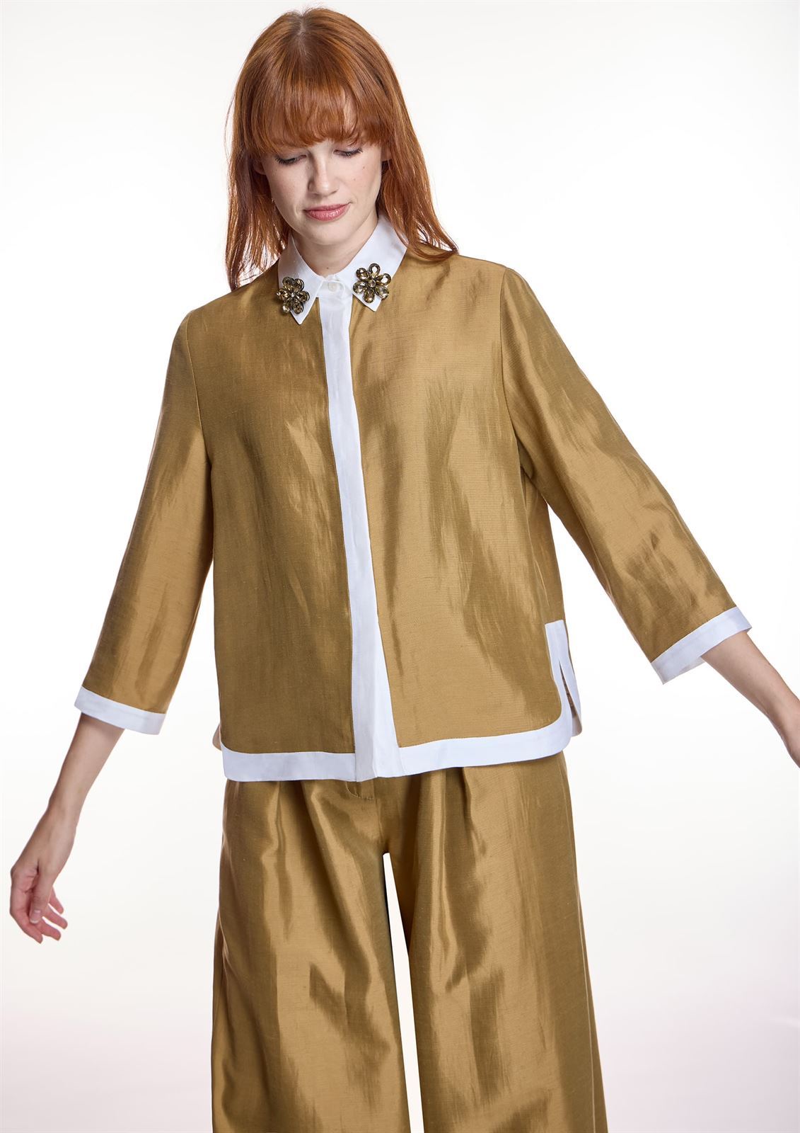 ALBA CONDE Blusa Tostada Satinada - Imagen 5