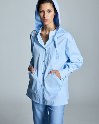 ALBA CONDE Camisa Azul con Capucha - Imagen 1