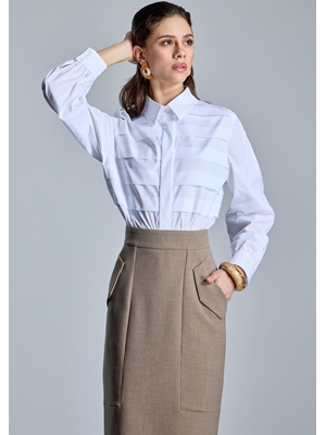 ALBA CONDE Camisa Blanca con Tablas - Imagen 1