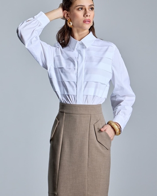 ALBA CONDE Camisa Blanca con Tablas - Imagen 1