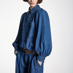 ALBA CONDE Camisa Denim Manga Globo - Imagen 1