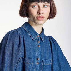 ALBA CONDE Camisa Denim Manga Globo - Imagen 2