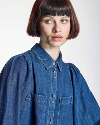 ALBA CONDE Camisa Denim Manga Globo - Imagen 2