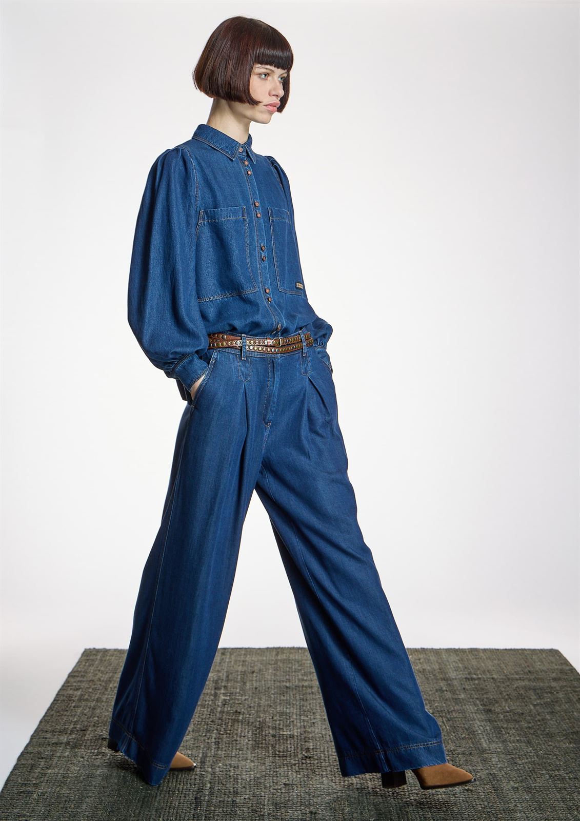ALBA CONDE Camisa Denim Manga Globo - Imagen 4