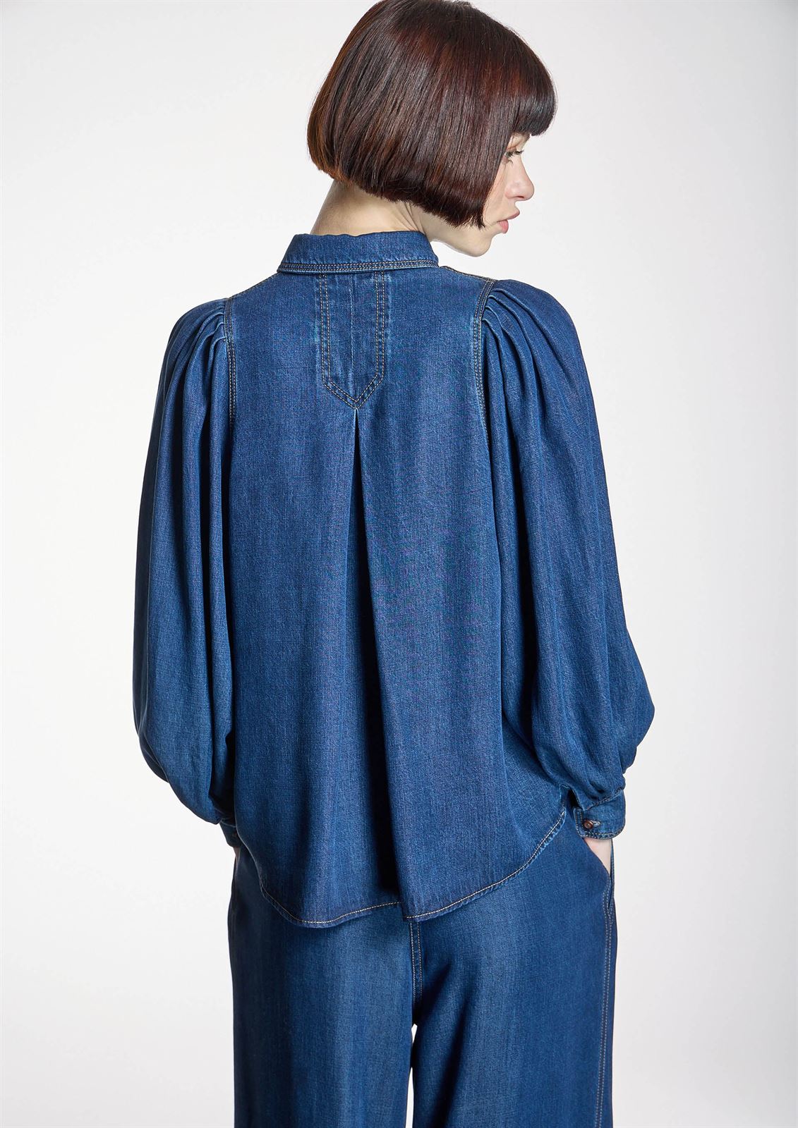 ALBA CONDE Camisa Denim Manga Globo - Imagen 5