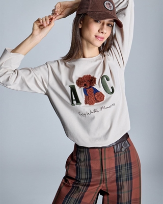 ALBA CONDE Camiseta Beige con Bordado - Imagen 1