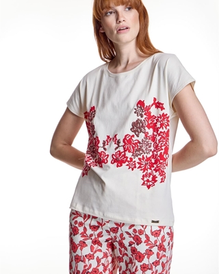 ALBA CONDE Camiseta Blanca Estampado Floral - Imagen 2