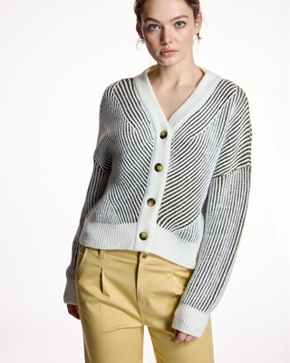 ALBA CONDE Cárdigan Canalé Bicolor - Imagen 1