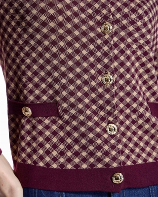 ALBA CONDE Cárdigan de Cuadros Burdeos - Imagen 2