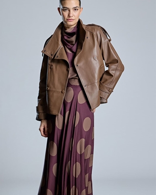 ALBA CONDE Cazadora Biker Piel Camel - Imagen 2