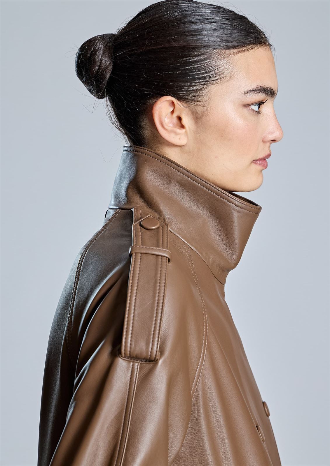 ALBA CONDE Cazadora Biker Piel Camel - Imagen 5