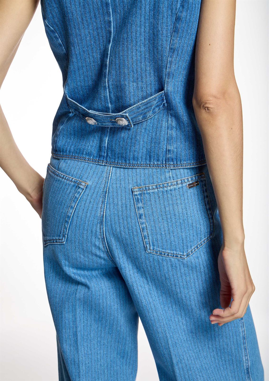 ALBA CONDE Chaleco Azul Denim Rayas - Imagen 2