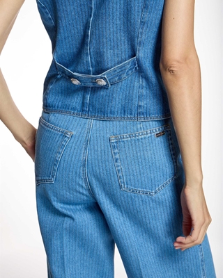 ALBA CONDE Chaleco Azul Denim Rayas - Imagen 2