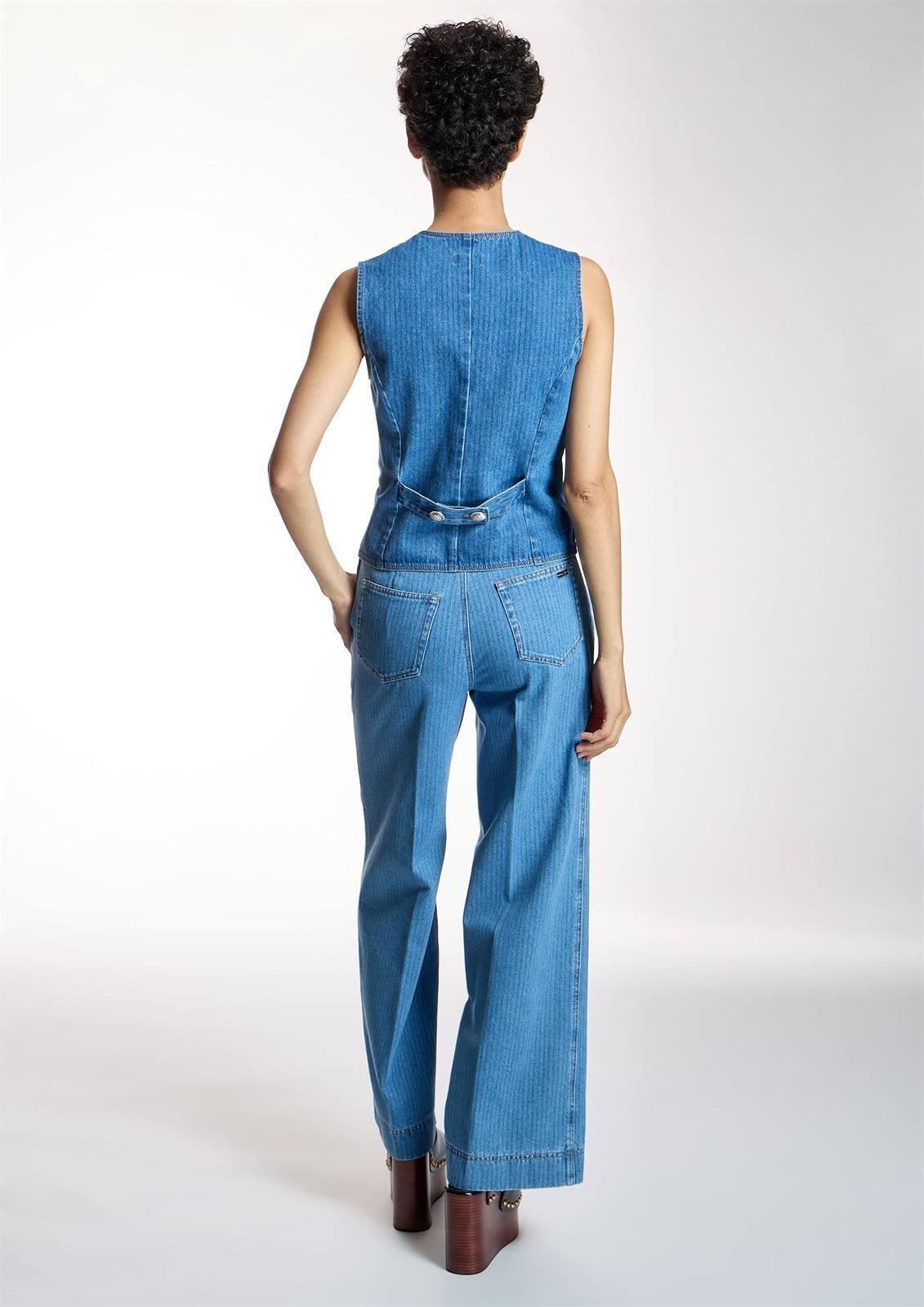 ALBA CONDE Chaleco Azul Denim Rayas - Imagen 6