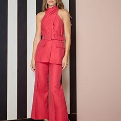 ALBA CONDE Chaleco Escote Halter Rojo - Imagen 1