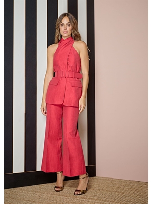 ALBA CONDE Chaleco Escote Halter Rojo - Imagen 1