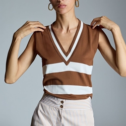 ALBA CONDE Chaleco Punto Bicolor - Imagen 1