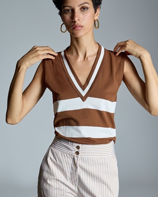 ALBA CONDE Chaleco Punto Bicolor - Imagen 1