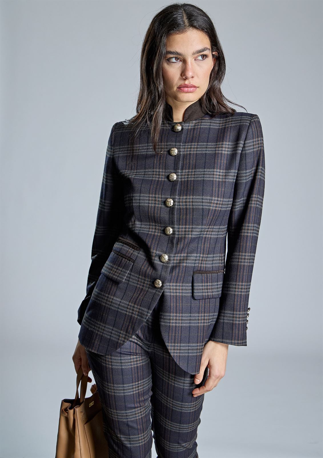 ALBA CONDE Chaqueta de Cuadros Marino - Imagen 2