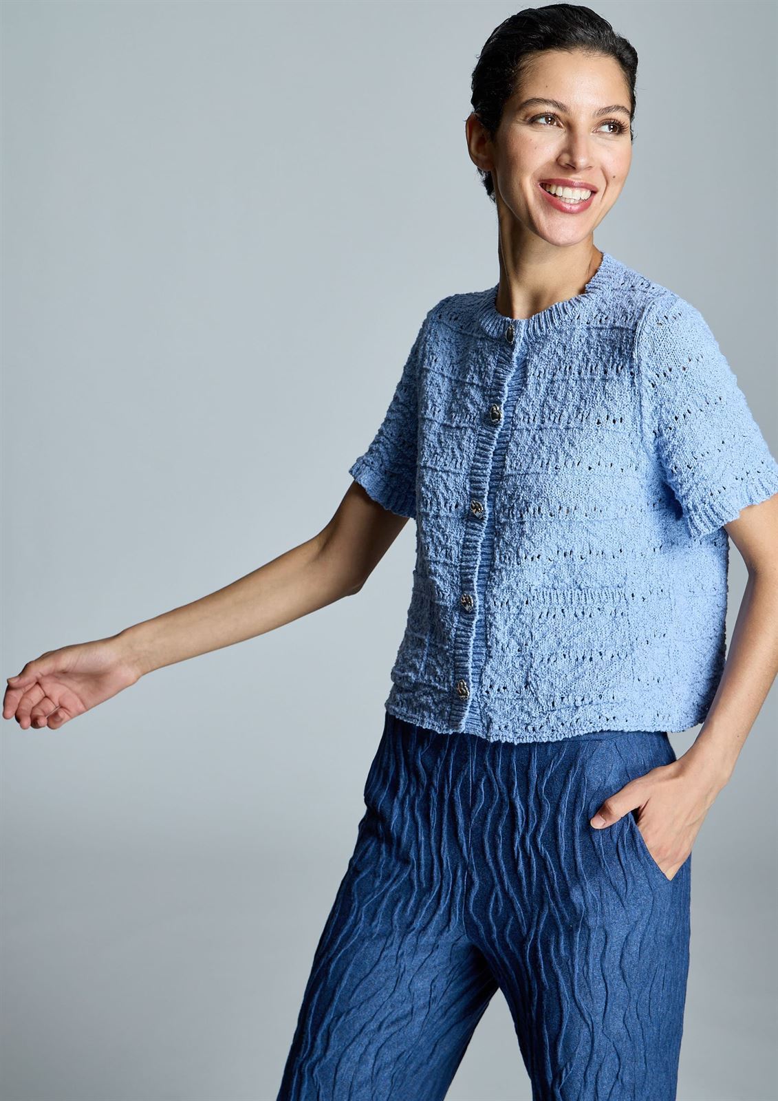 ALBA CONDE Chaqueta de Punto Azul - Imagen 3