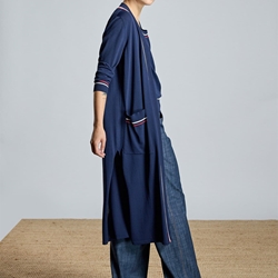 ALBA CONDE Chaqueta de Punto Larga Azul Marino - Imagen 1