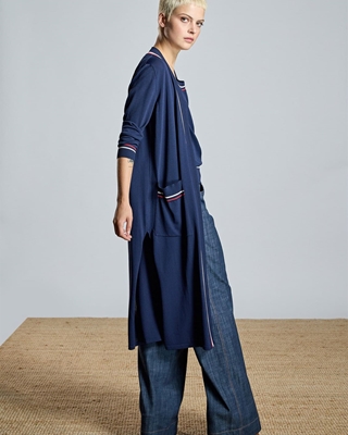 ALBA CONDE Chaqueta de Punto Larga Azul Marino - Imagen 1