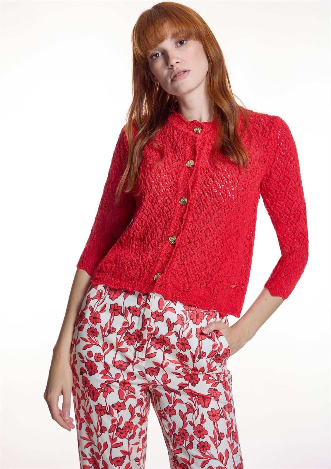 ALBA CONDE Chaqueta de Punto Roja - Imagen 2