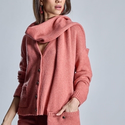 ALBA CONDE Chaqueta de Punto Salmón con Bufanda - Imagen 1
