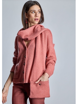ALBA CONDE Chaqueta de Punto Salmón con Bufanda - Imagen 1