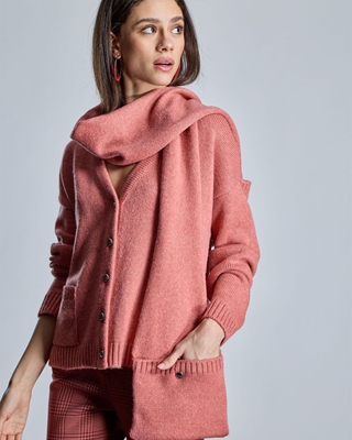 ALBA CONDE Chaqueta de Punto Salmón con Bufanda - Imagen 1