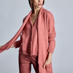 ALBA CONDE Chaqueta de Punto Salmón con Bufanda - Imagen 2