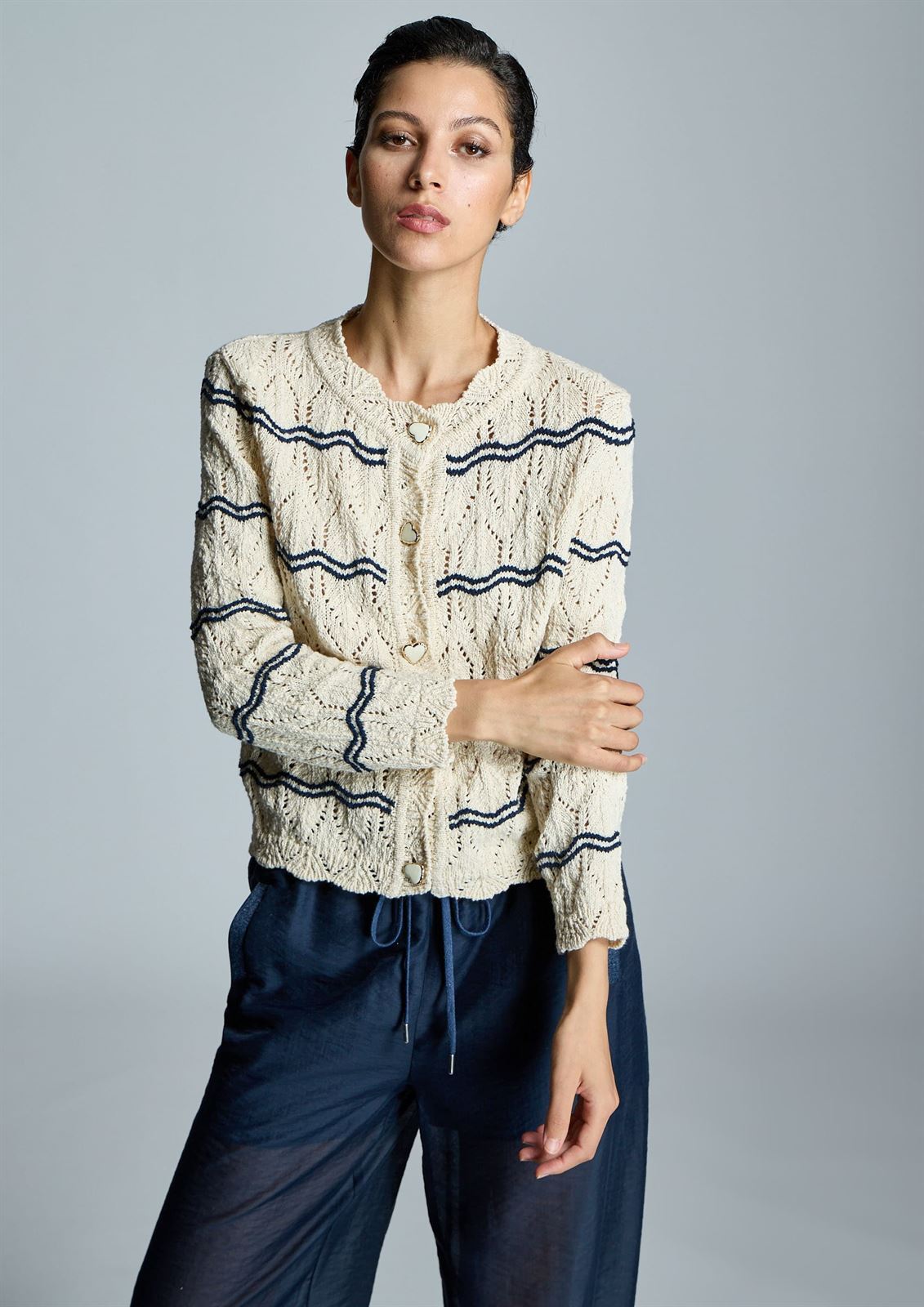 ALBA CONDE Chaqueta Punto Bicolor - Imagen 1