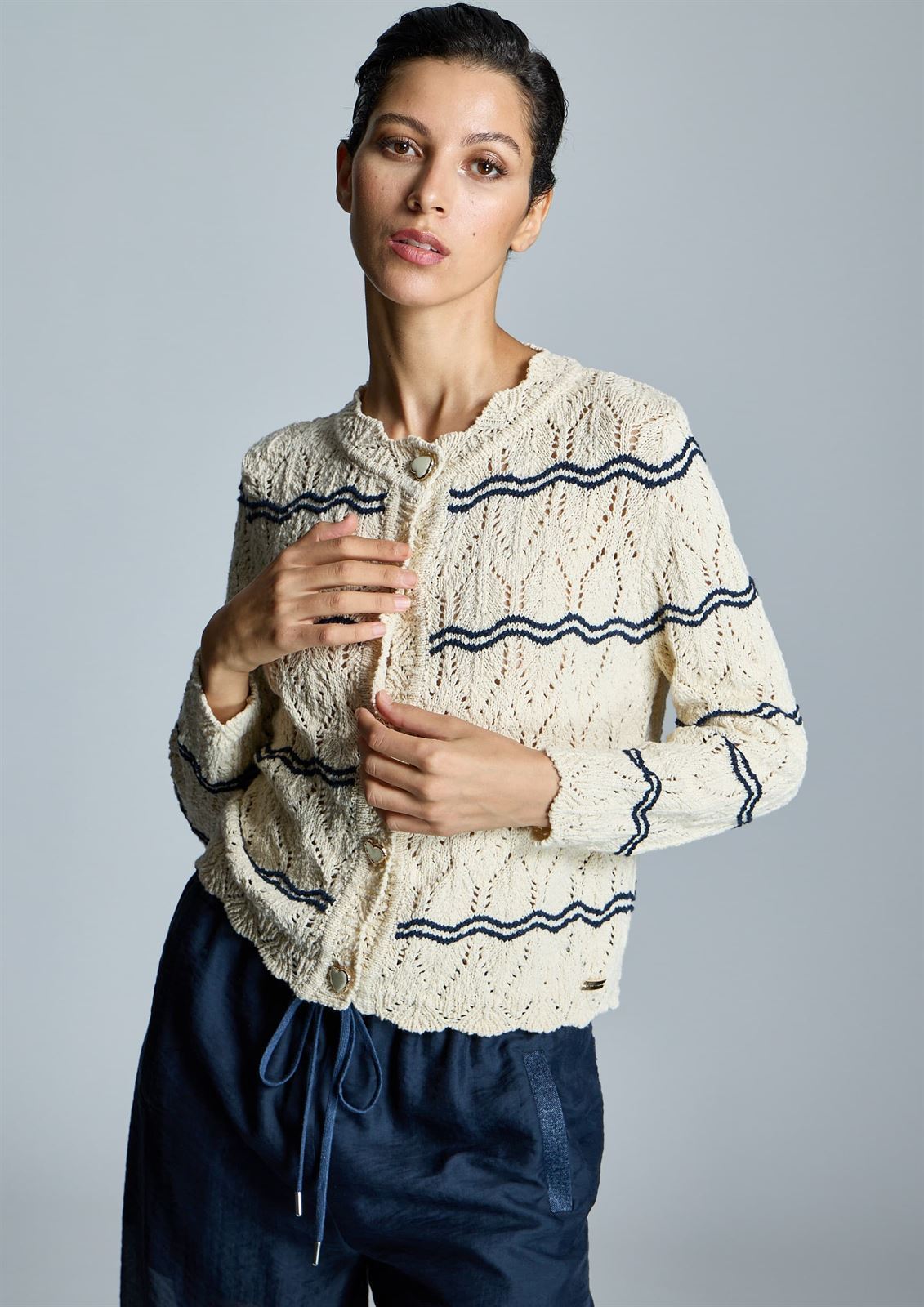 ALBA CONDE Chaqueta Punto Bicolor - Imagen 2