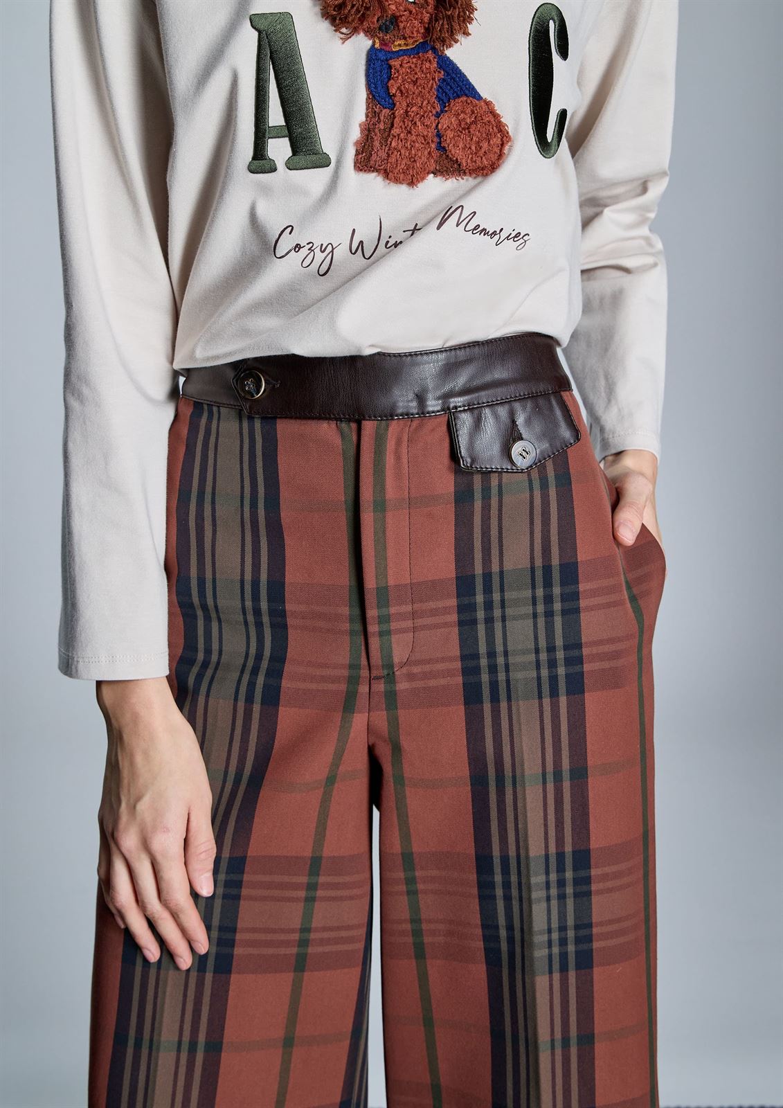 ALBA CONDE Culotte de Cuadros Combinado - Imagen 4