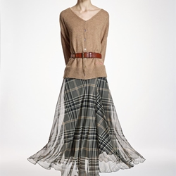 ALBA CONDE Falda de Gasa de Cuadros - Imagen 1