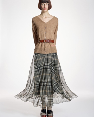 ALBA CONDE Falda de Gasa de Cuadros - Imagen 1